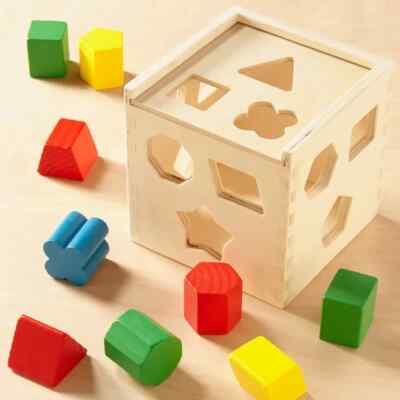 Formsortierwürfel klassischer Holzsortierer 12-teiliges Kinderspielset Melissa & Doug