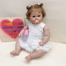 Chubby 24in Reborn Baby Dolls Hand-Rooted Hair Cloth Body Baby Adorable Newborn