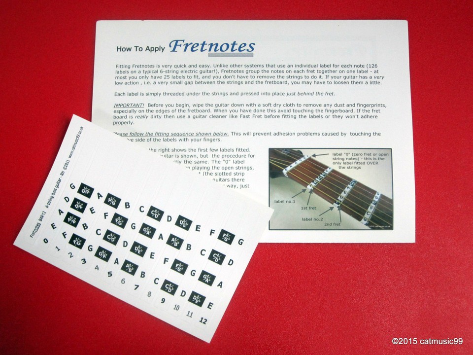 Bass Guitar Fretboard Note Labels Fret Stickers + Online Lessons ...