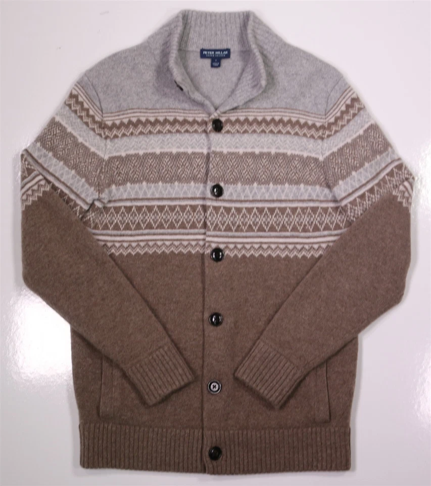 Suéter Peter Millar Corona Artesanal Yute Brunhall Botón Completo Fairisle Cardiga S Foto 2 de 4