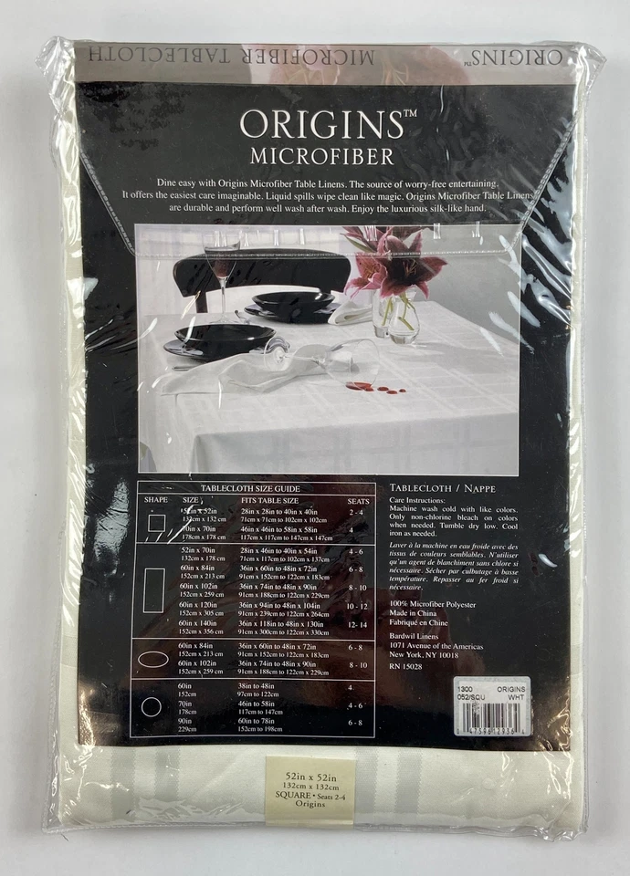 Toalha de mesa Origins microfibra branca 52 x 52 pol e 52 x 70 polegadas conjunto de 6 - Imagem 3 de 4