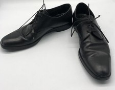 Prada Men's Spazzolato Saffiano Black Leather Derby Loafers sz 7.5