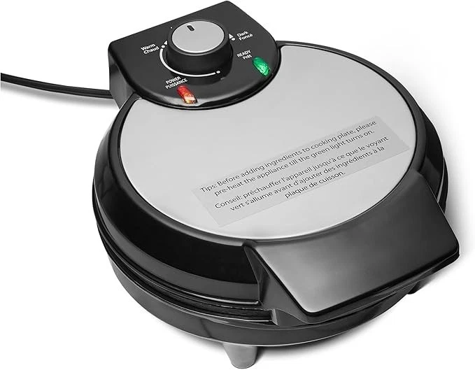 Waffle Iron, Mini Belgian Waffle Maker with Round 8-Inch Ceramic Nonstick Plate,