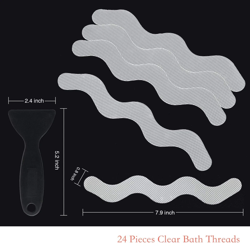 Calcomanías adhesivas antideslizantes para ducha 24 piezas tiras de seguridad para bañera Foto 3 de 4