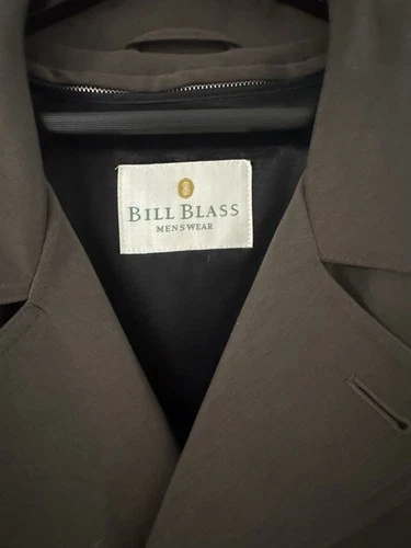 Bill Blass Menswear Men's Brown Long Belted Button Overcoat Notch Collar 44R image 3