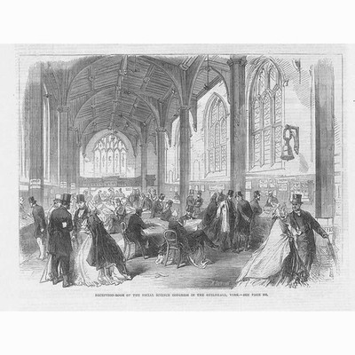 YORK Social Science Congress at the Guildhall - Antique Print 1864