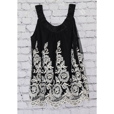 Karen Kane Women's Tunic Embroidered Black White Lace Sleeveless Top NEW Size L