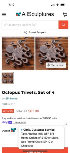 Octopus Trivets Set Of Two - Picture 1 of 2
