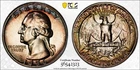 PR66 1956 25C Washington Silver Proof Quarter, PCGS Trueview- Rainbow Toned