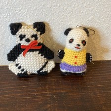 Set Of 2 Crocheted Panda Bears Christmas Ornaments So Sweet
