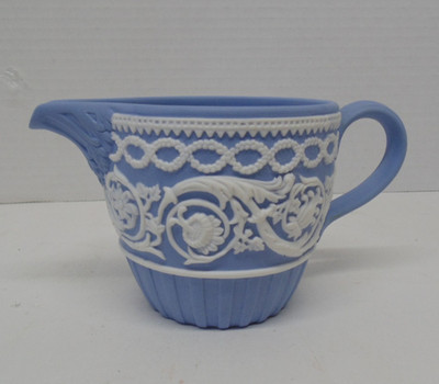 Wedgwood Blue Jasperware 250th Anniversary Arabesque Creamer, good condition