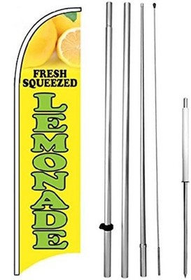 FRESH SQUEEZED LEMONADE Windless Swooper Feather Flag 15' Kit Banner Sign yb-h
