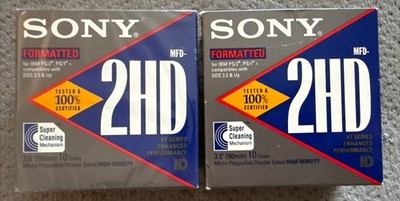 Sony 2HD Floppy Diskettes IBM Formatted 1.44 MB 3.5 Inch   10 Pack + 9 Total 19