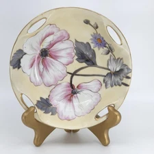 Antique Hand Painted Noritake Bowl Pink Floral Gold Trim Japan 7"