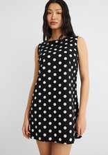 Ann Taylor Dress SZ4 Petites Sheath Brown White Checkered 100% Cotton Sleeveless
