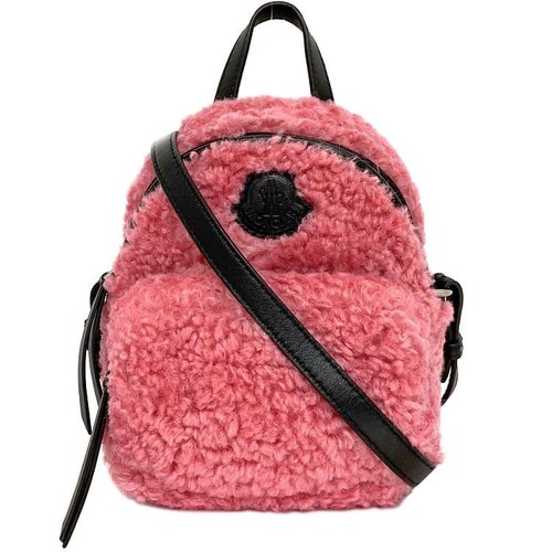 Moncler Shoulder Bag Pink Black G209B5L60000 f-20370 Fluffy Faux Fur Leather