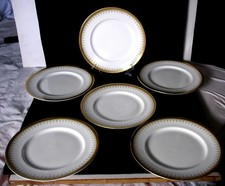 6 x Royal Albert Paragon Athena Gold Banded Dinner Plates Excellent Vintage