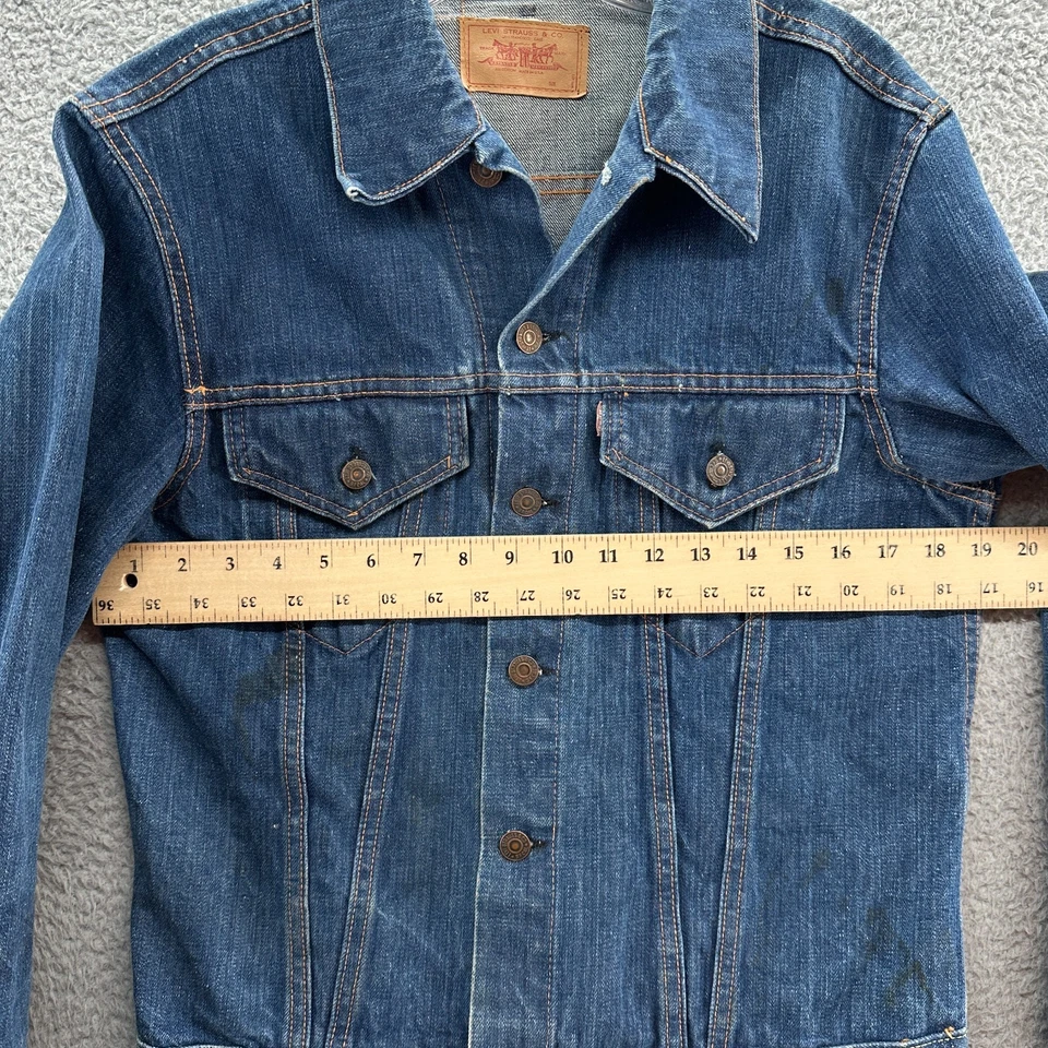 Chaqueta Levis De Colección Para Hombres 36 Mediana M Azul Grande E 525 Botón Años 60 Chaqueta Denim Foto 4 de 4