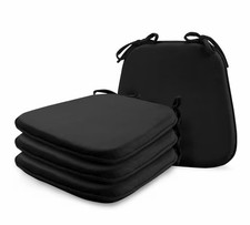 LOVTEX Chair Cushions for Dining Chairs 4 Pack - Memory Foam Chair Pads with Tie