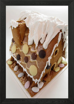 Lebkuchenhaus mit Glasur und Ca gerahmtes Wandbild Poster Leinwanddruck Bild