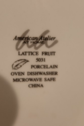 AMERICAN ATELIER LATTICE FRUIT 4 DINNER PLATES 10 3/4" VARIOUS FRUITS - Picture 20 of 20