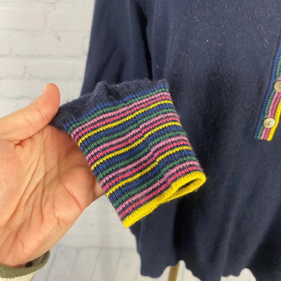 Suéter BODEN Marlborough Henley Azul Marino Arco Iris Rayas Lana Cachemira EE. UU. 10 UK 12 Foto 4 de 4