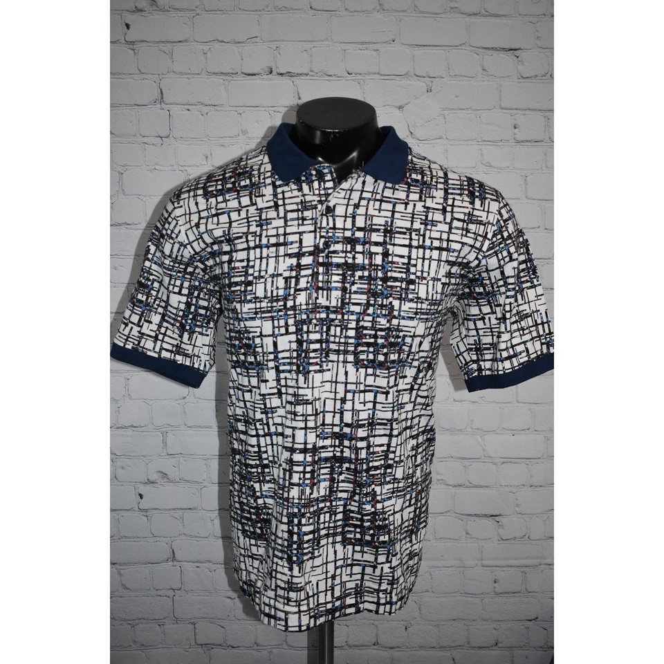 Camisa polo de golf Robert Graham para hombre talla grande algodón rendimiento azul abstracto Foto 3 de 4