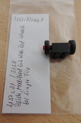 Lego Brick  2 x 2 with Red Wheels for Single Tire with Black Tires 14mmD. x 4mm