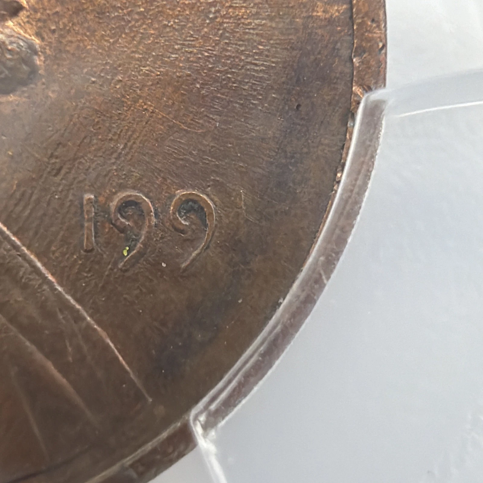 1991 ERROR No 1 - 1C Lincoln Cent PCGS GENUINE Rim Damage UNC Detail Rotated Die