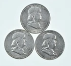 Higher Grade - 1952 1950 1957-D Franklin Half Dollar 90% SIlver Lot *158
