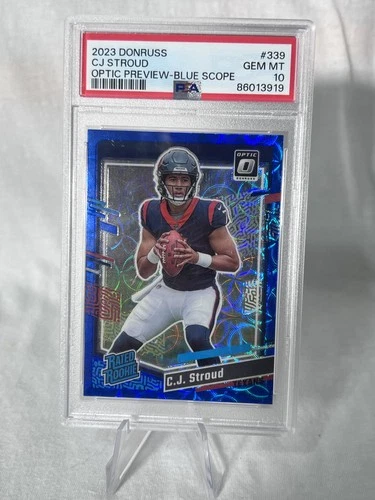 CJ Stroud 2023 Panini Donruss #339 Optic Preview Blue Scope PSA 10