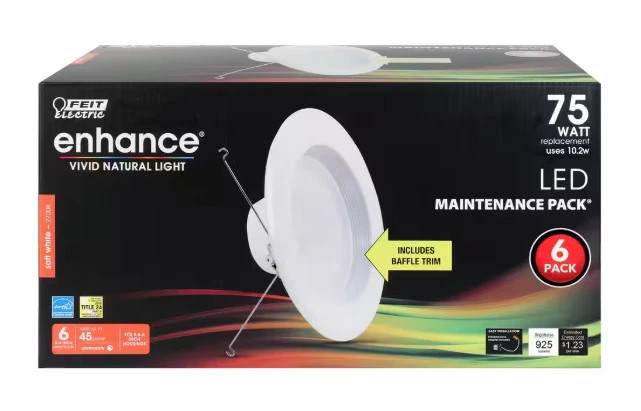 Feit Electric Integrated LED White Retrofit Recessed Light Trim Downlight 6-Pack - Image 4 of 4