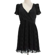 LoveShackFancy NWT Patrona Semi Sheer Short Sleeve Mini Dress Size 6 in Black