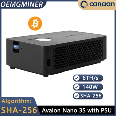 Canaan Avalon Nano 3S 6TH/s Bitcoin Miner Black (with PSU) - Shipped on March