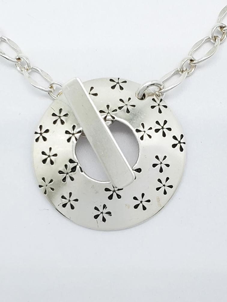 925 Solid Silver Fancy Cable Link Toggle Choker N… - image 3