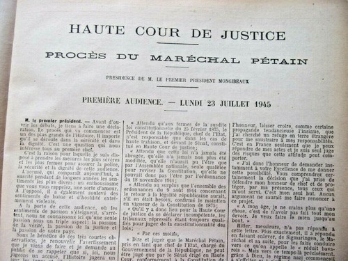 Procès du Maréchal Pétain. Comte rendu in extenso des audiences. 1945 - Picture 5 of 7