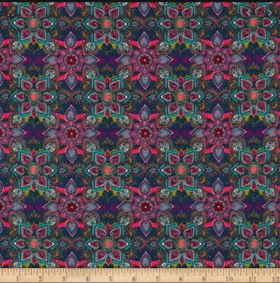 Stof of France Mohican Mandala Green Cotton Quilting Fabric By The Yard