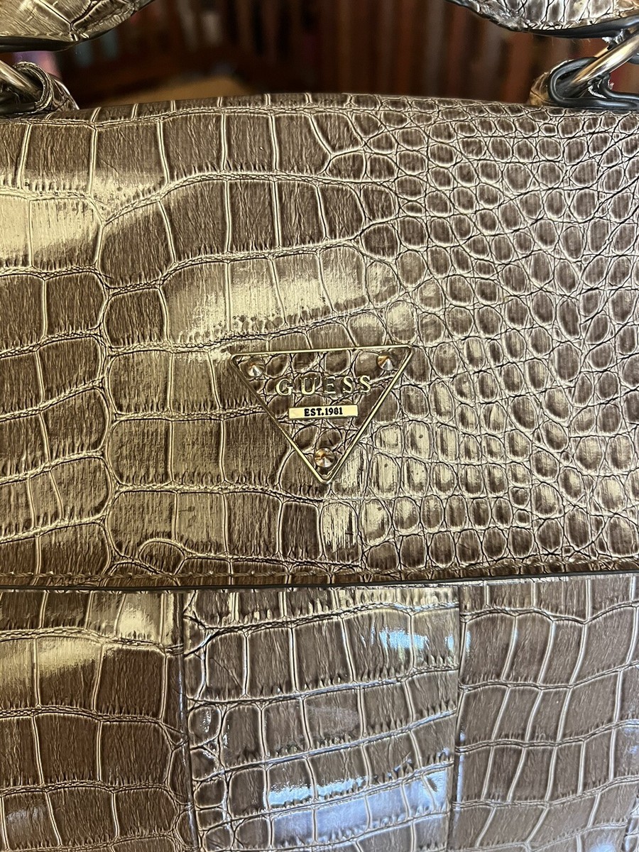 Gorgeous gray crocodile design patent leather GU￼ESS Y2K Bag | eBay