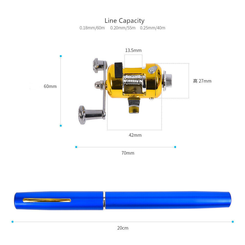 Portable Pocket Fishing Gear Set Pen-Type Fishing Rod Drum Reel Two-Piece