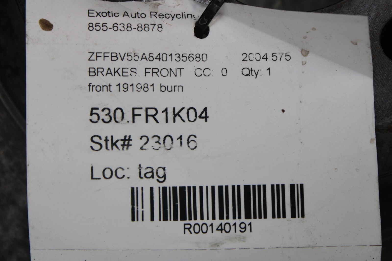 Ferrari 575, Front Brake Rotor, Used, P/N 191981