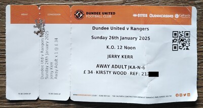 TICKET Scottish Premiership 26.1.2025 Dundee United - Rangers FC # 18