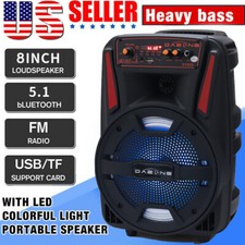 1000W Portable Party Bluetooth Speaker 8inch Heavy Bass Sound USB TF Card FM AUX