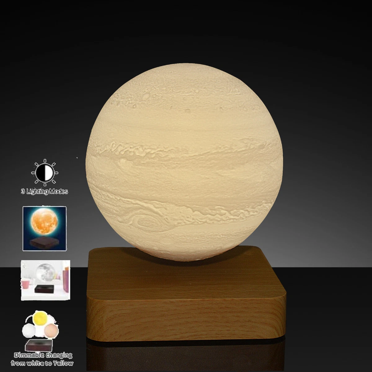 Magnetic Levitation 3D Jupiter Lamp Table Lamp Moon Night Light Floating LED USA
