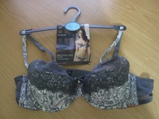 New M&S Autograph Range Grey & White Lacy Balcony Bra 36 A 36A Snakeskin Print