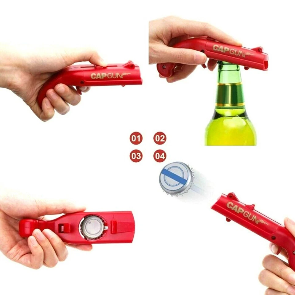 4PCS Gun Beer Bottle Opener Launcher Drinking Game Cap Plastic Shooter Fun Party - image 4 of 4
