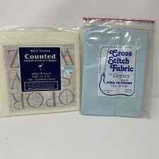 Lot of 2 Aida Cross Stitch Cloth 14  16 Count New In Package 12x18  Fabric