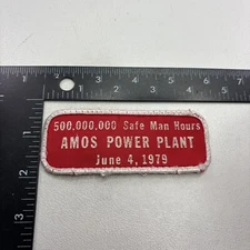 Vtg 1979 AMOS POWER PLANT 500 Mil Safe Man Hours Patch (Uniform~Advertising)05RH