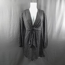 Forever 21 Womens Mini Dress Small Black Polka Dot Sheer Secretary Quiet Luxury