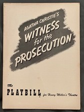 Playbill WITNESS FOR THE PROSECUTION 1955 Henry Miller’s Broadway