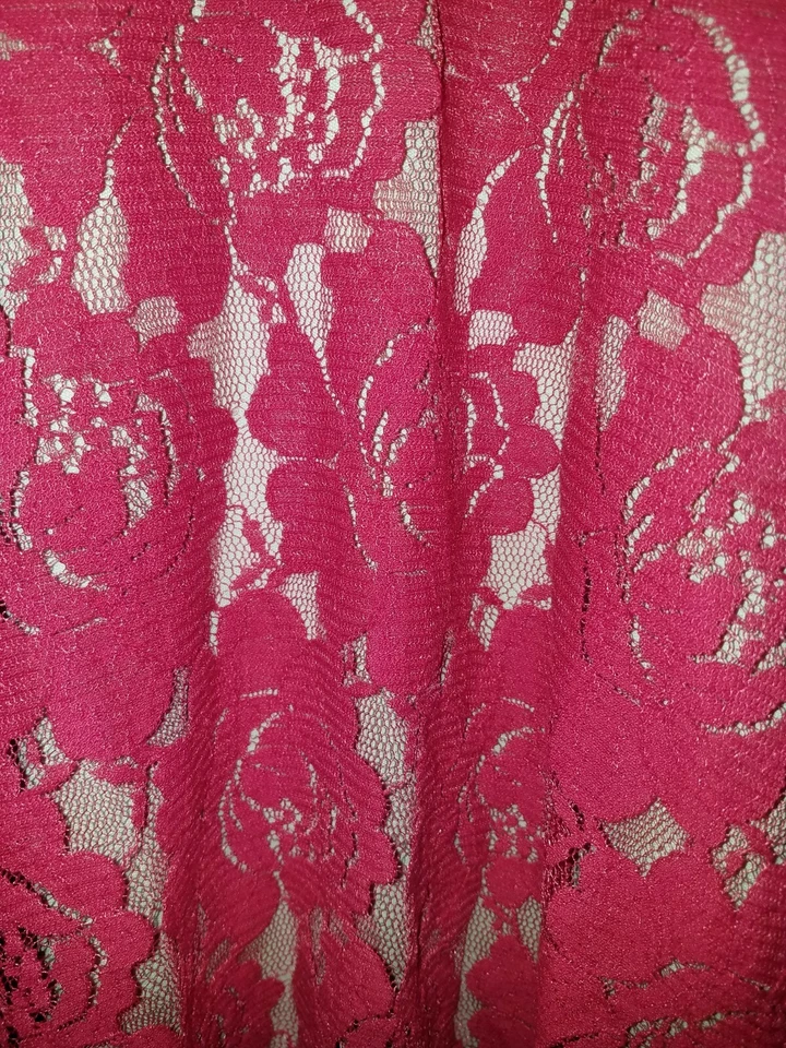 Vestido Julian Taylor NY Talla 10 Rojo Floral Encaje Desnudo Base Media Manga Bonito Foto 4 de 4